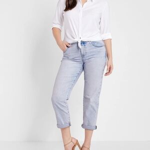 Express Mid Rise Blue Tinted Boyfriend Jeans